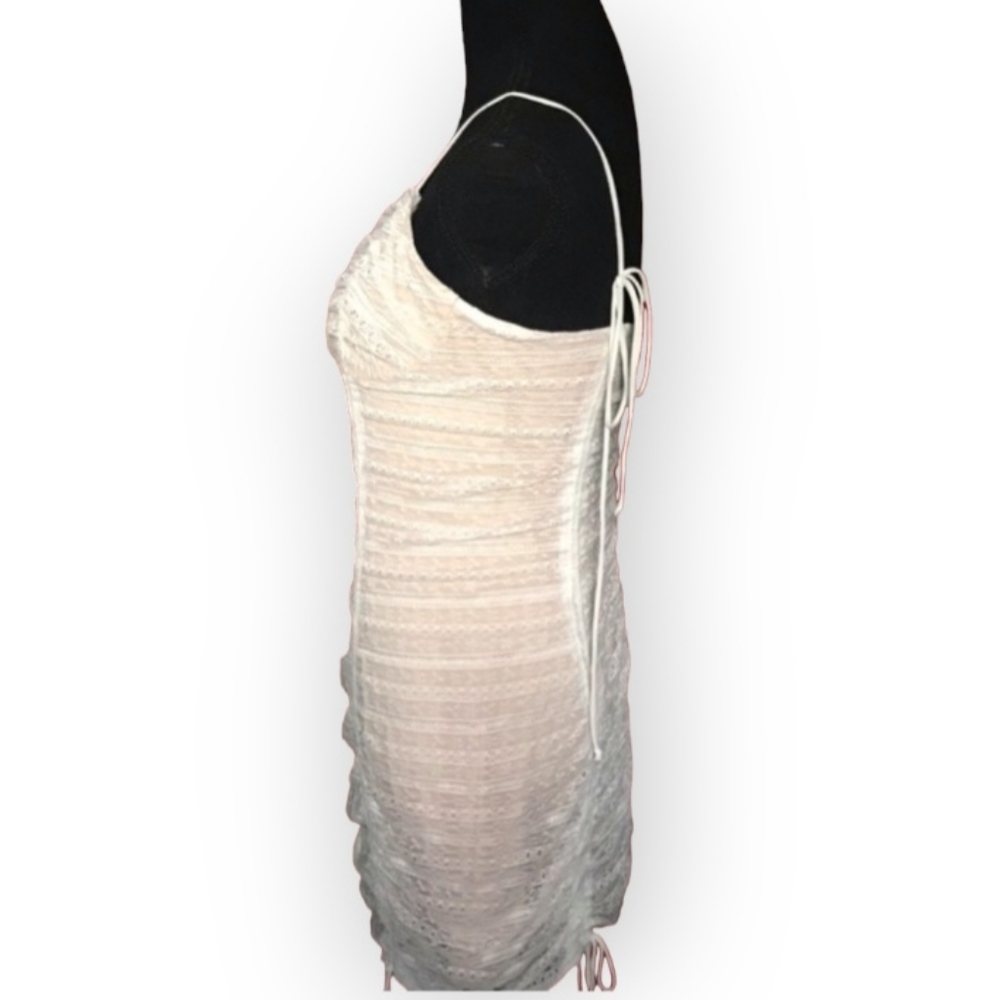 FASHION NOVA ruched lace drawstring adjustable length dress - Picture 3 of 9